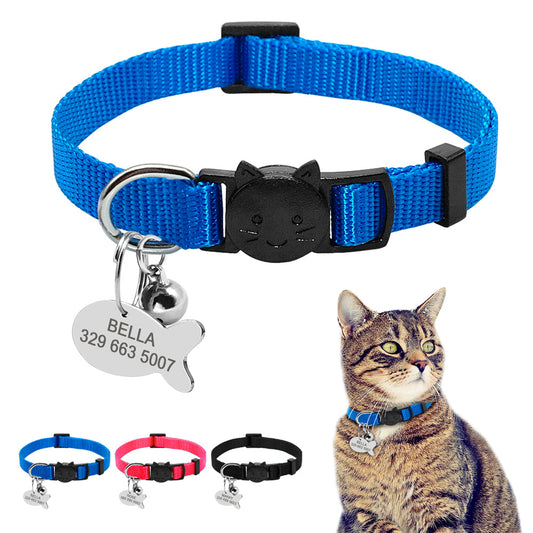KFX-9875773 Personalized Breakaway Nylon Cat Collar with ID Tag and Bell