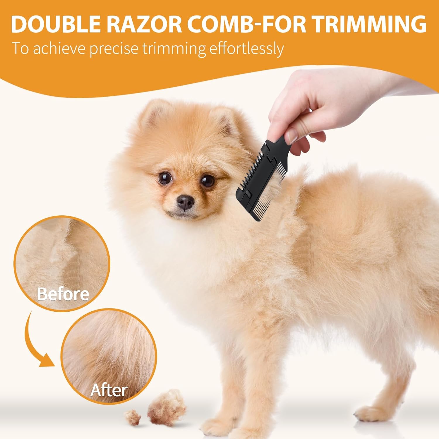 KFX-9877181 2-in-1 Pet Razor Comb for Dogs and Cats with Extra Blades – Grooming Brush and Hair Trimmer