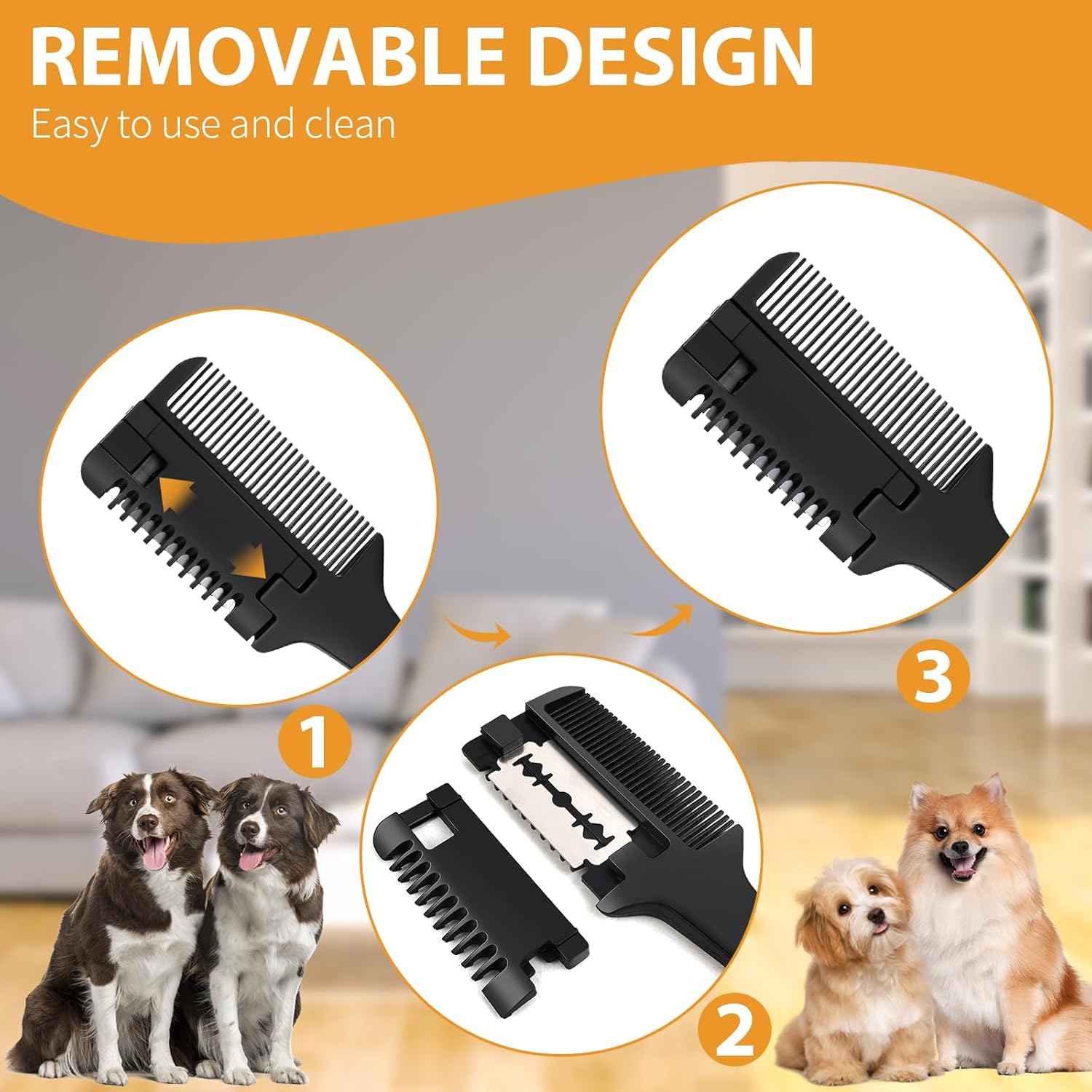 KFX-9877181 2-in-1 Pet Razor Comb for Dogs and Cats with Extra Blades – Grooming Brush and Hair Trimmer