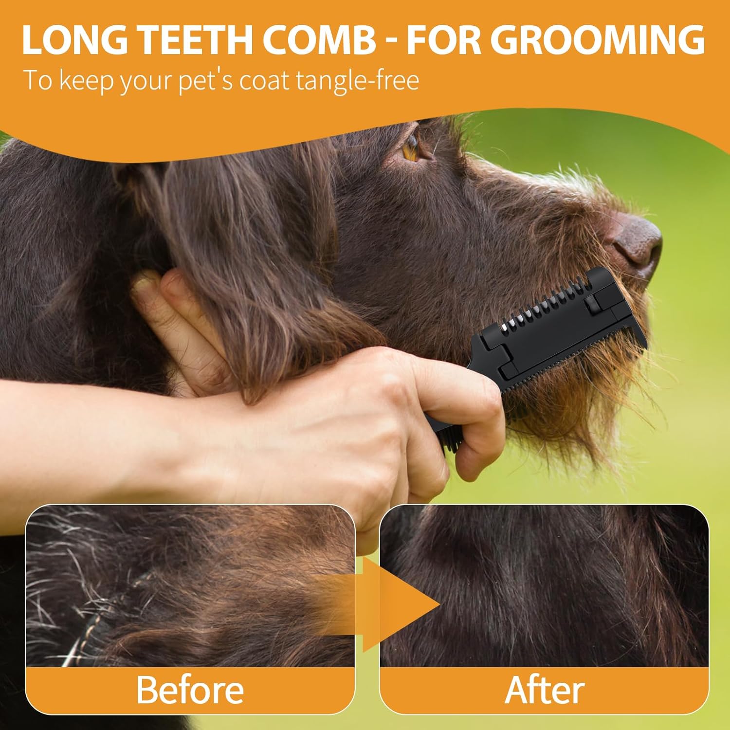 KFX-9877181 2-in-1 Pet Razor Comb for Dogs and Cats with Extra Blades – Grooming Brush and Hair Trimmer