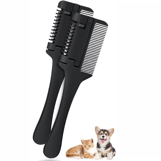 KFX-9877181 2-in-1 Pet Razor Comb for Dogs and Cats with Extra Blades – Grooming Brush and Hair Trimmer