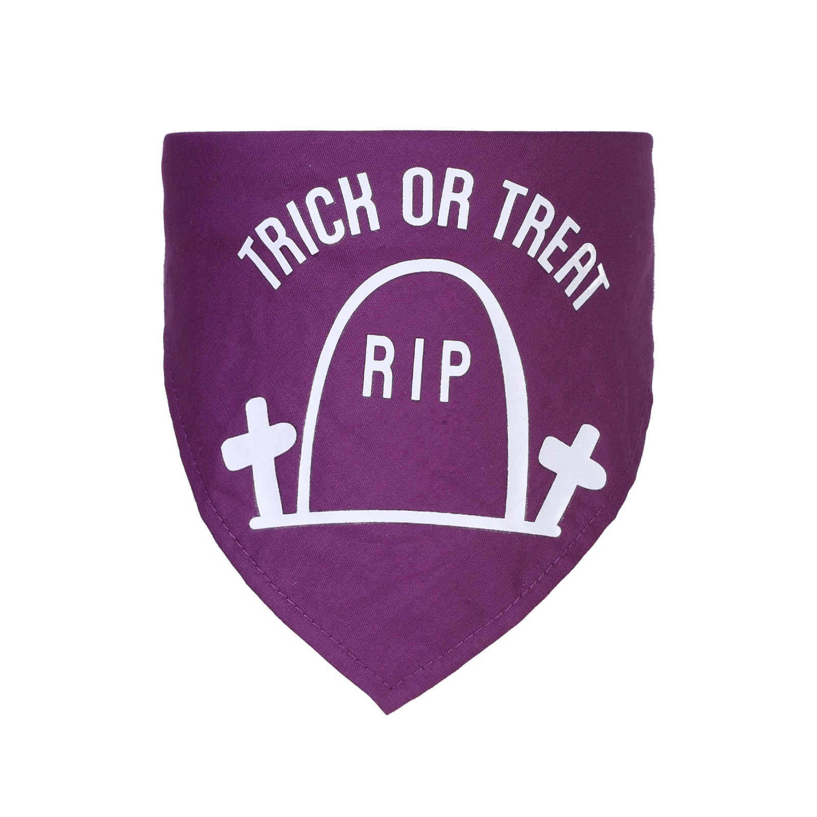 KFX-9877309 Halloween Triangle Scarf for Dogs and Cats with Spooky Patterns in Purple and Orange