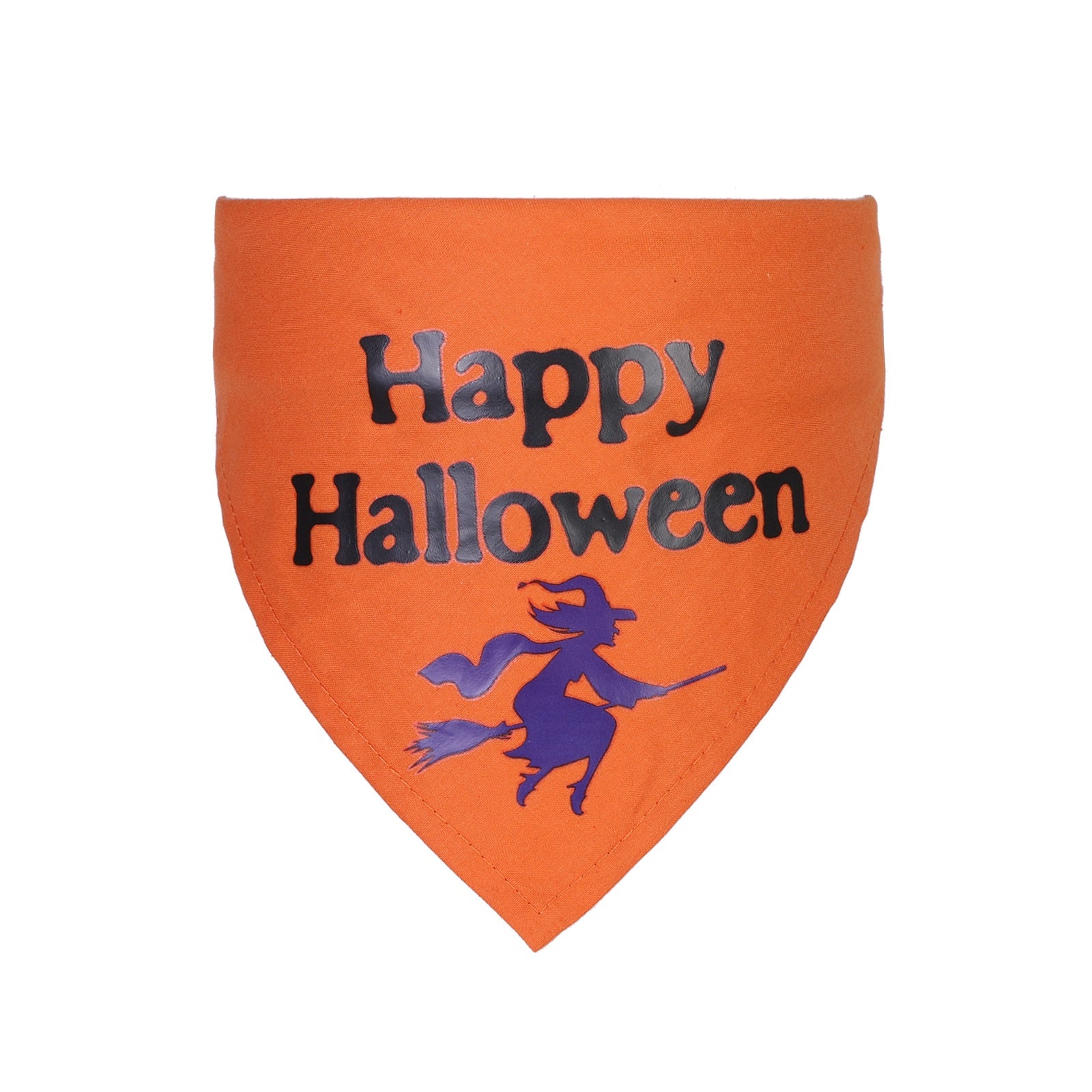 KFX-9877309 Halloween Triangle Scarf for Dogs and Cats with Spooky Patterns in Purple and Orange