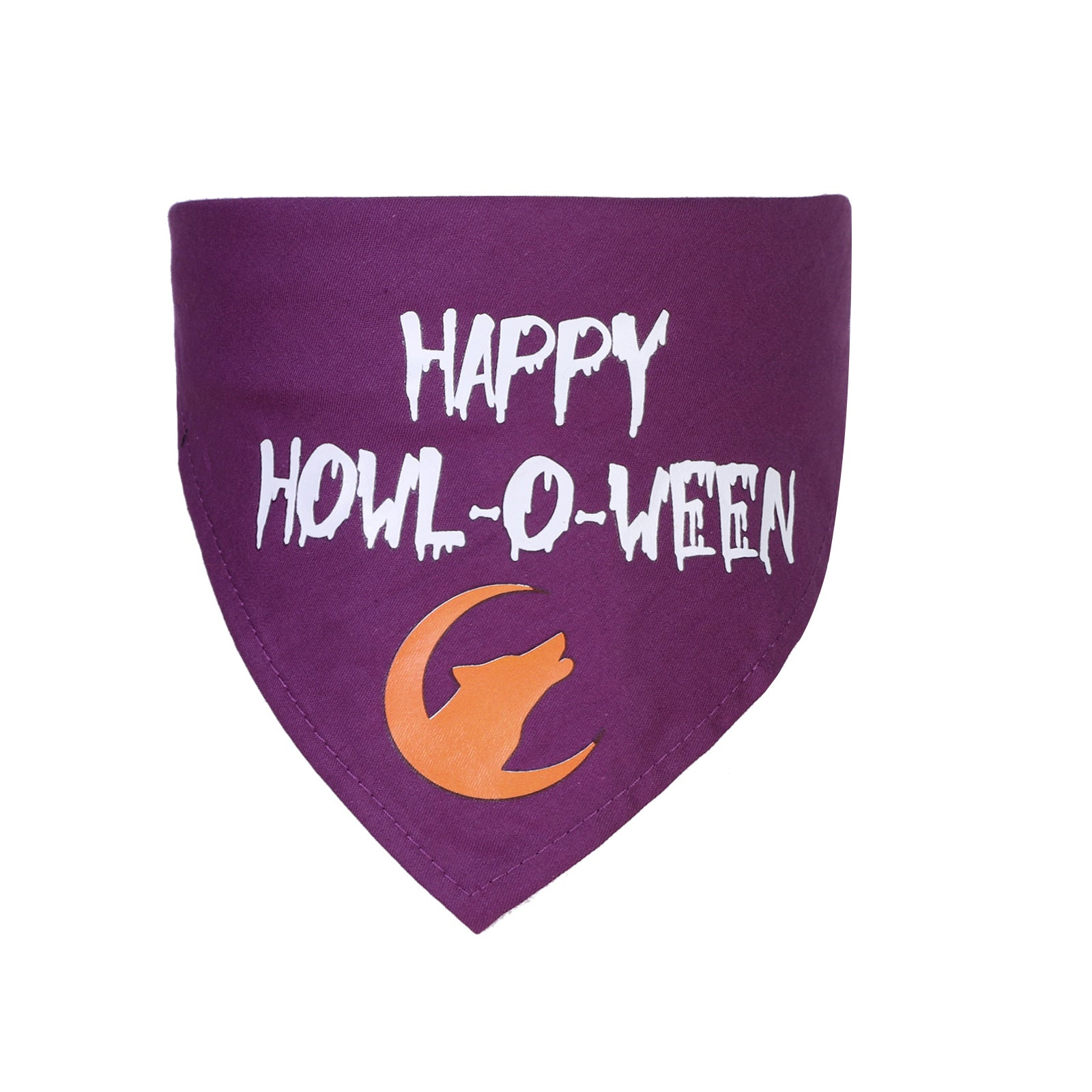 KFX-9877309 Halloween Triangle Scarf for Dogs and Cats with Spooky Patterns in Purple and Orange