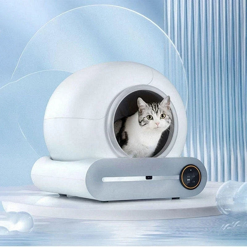 KFX-987731 Silent Design Cat Litter Box with Odor Control and Automatic Cleaning Function