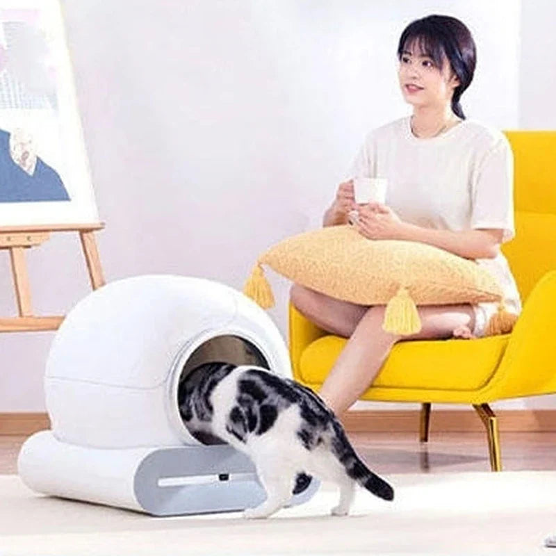 KFX-987731 Silent Design Cat Litter Box with Odor Control and Automatic Cleaning Function