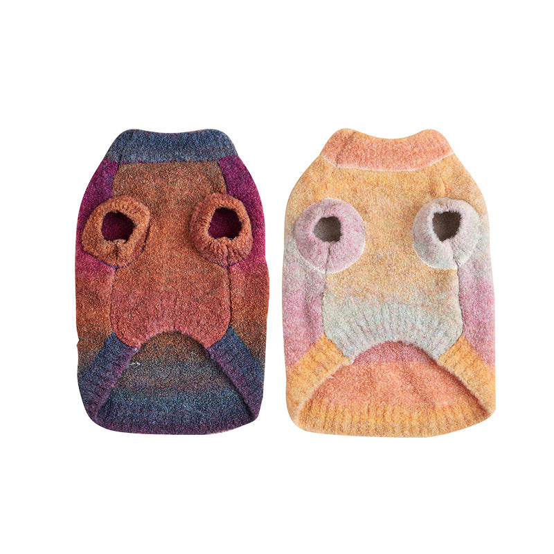 KFX-9877693 Soft Glutinous Rainbow Circle Pet Sweater - Wool Acrylic Blend, Multiple Sizes Available