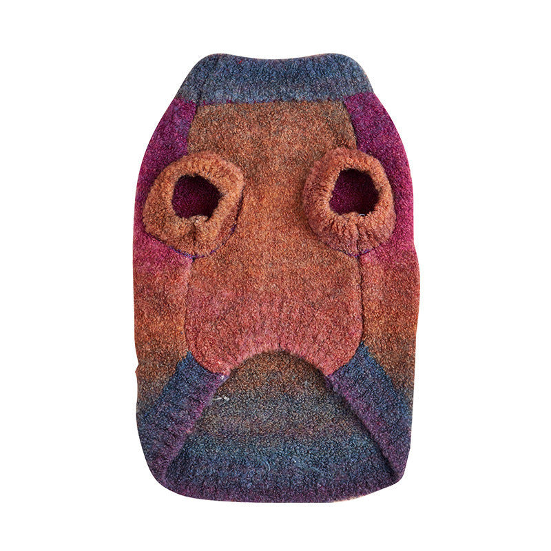 KFX-9877693 Soft Glutinous Rainbow Circle Pet Sweater - Wool Acrylic Blend, Multiple Sizes Available