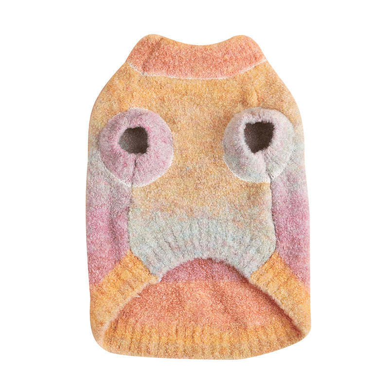 KFX-9877693 Soft Glutinous Rainbow Circle Pet Sweater - Wool Acrylic Blend, Multiple Sizes Available