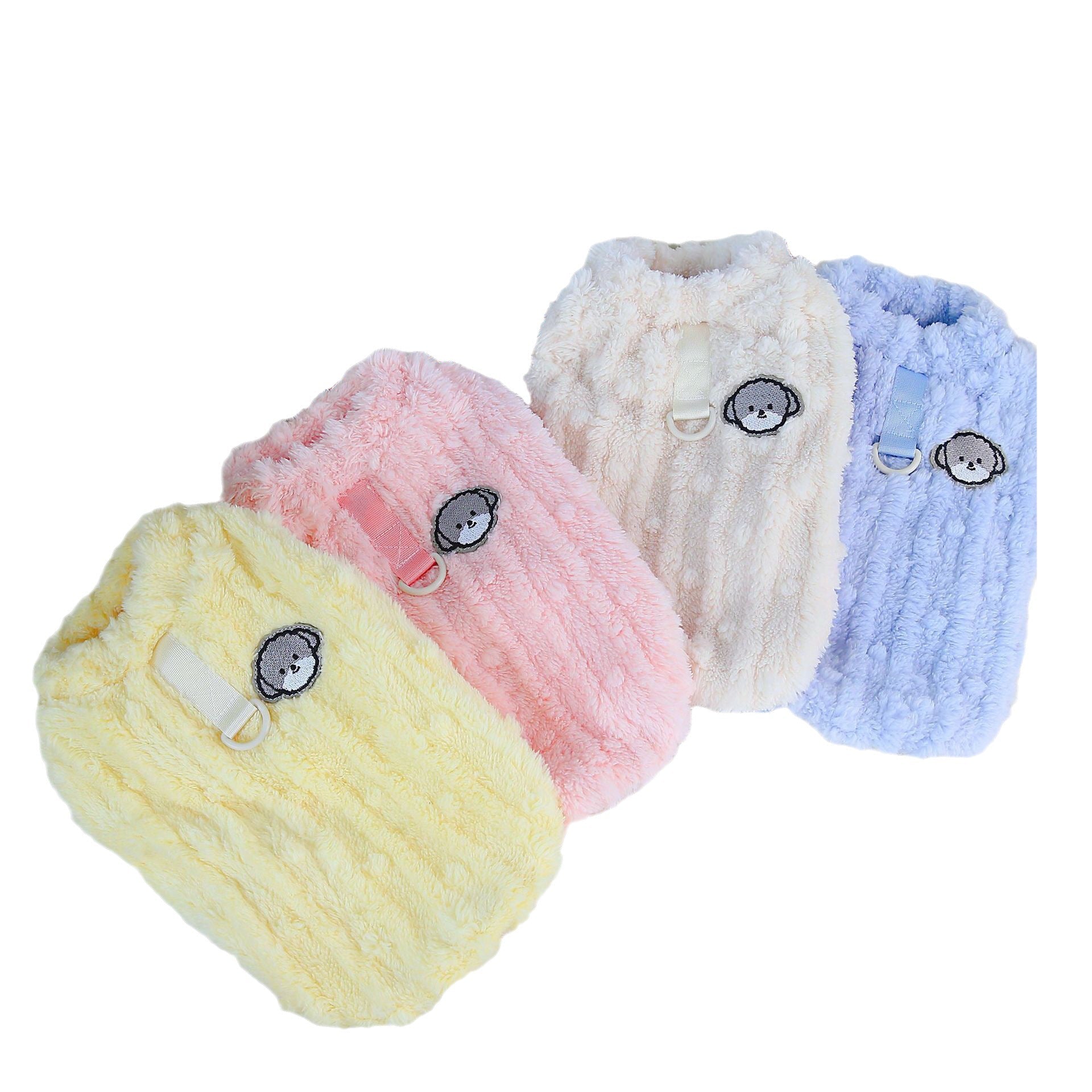 KFX-9880253 Fur Ball Fluffy Jacket for Pets - Coral Fleece, Blue, Khaki, Pink, Yellow, Sizes S-XXL