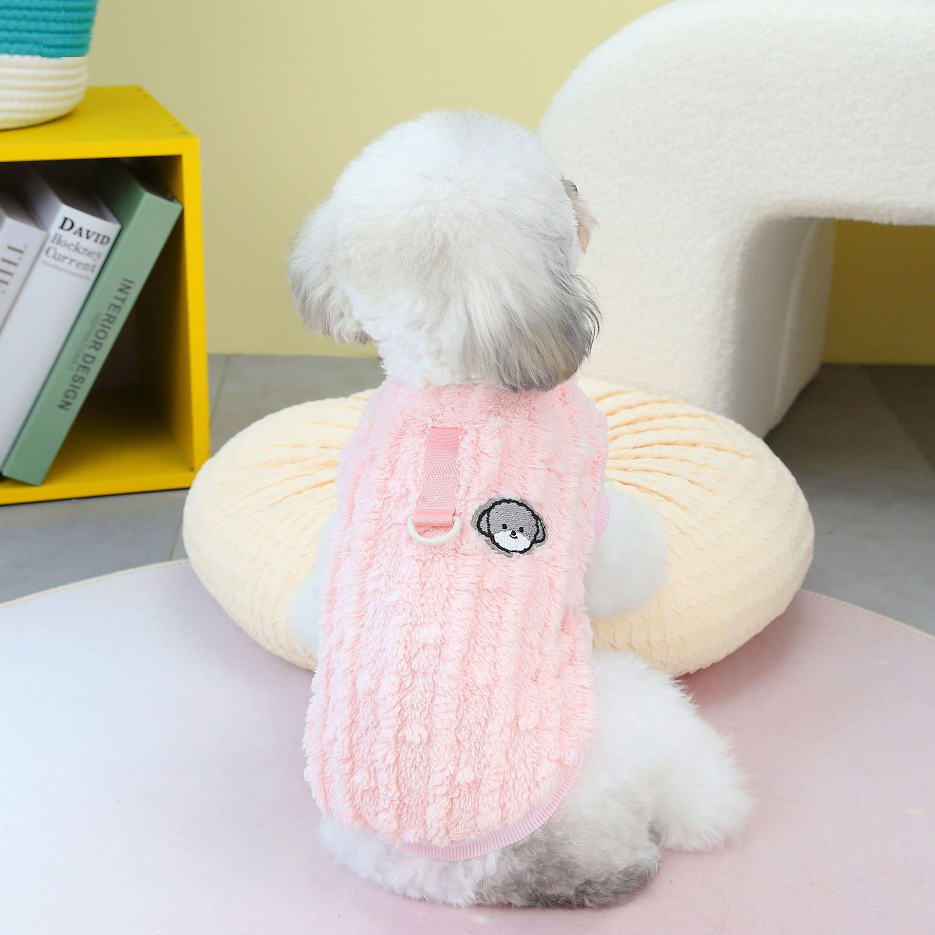 KFX-9880253 Fur Ball Fluffy Jacket for Pets - Coral Fleece, Blue, Khaki, Pink, Yellow, Sizes S-XXL