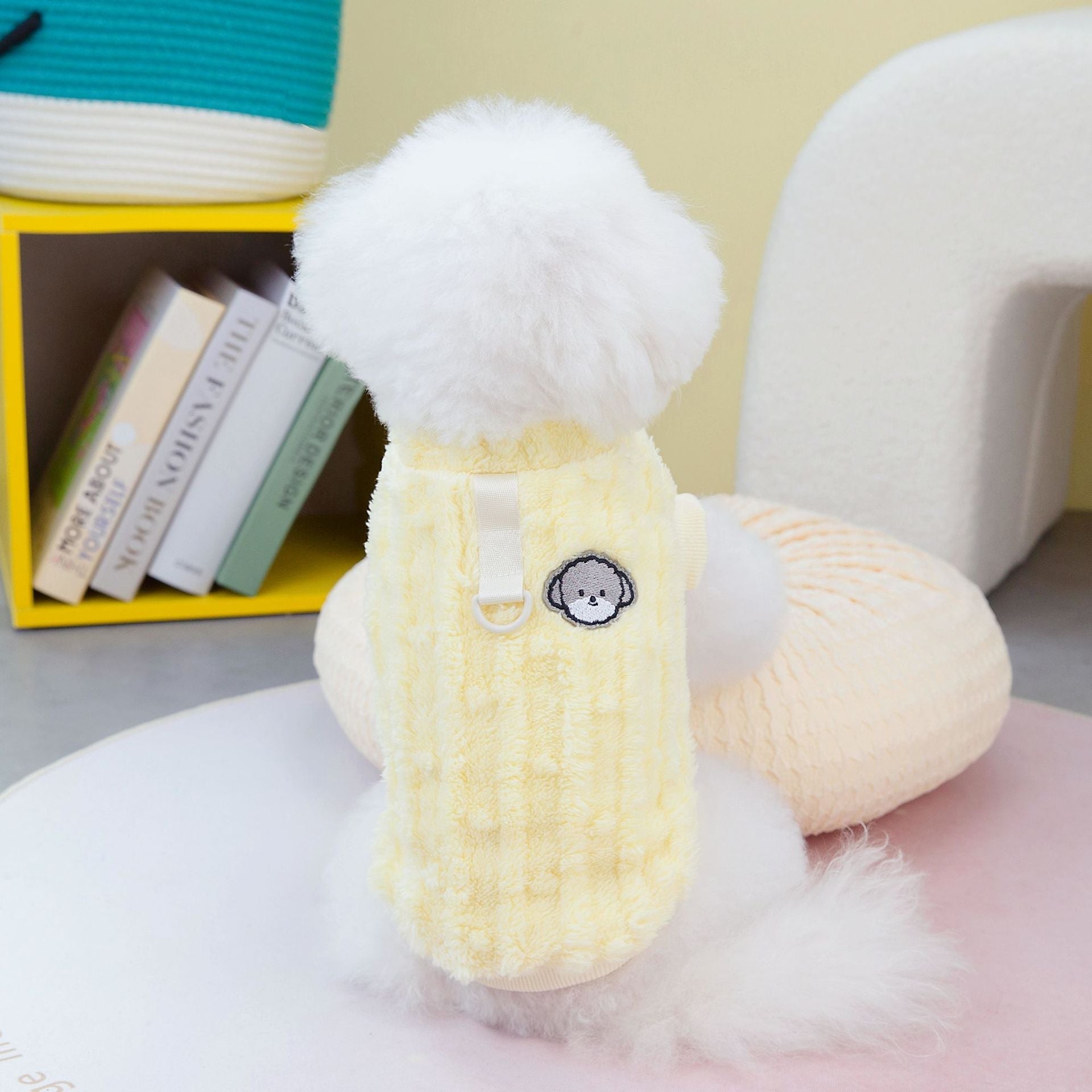 KFX-9880253 Fur Ball Fluffy Jacket for Pets - Coral Fleece, Blue, Khaki, Pink, Yellow, Sizes S-XXL
