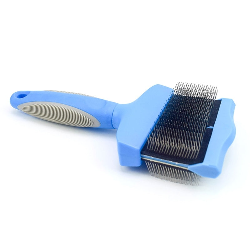 KFX-9882941 Double-Sided Stainless Steel Pet Brush for Grooming & Shedding Management - Detangling Tool for Dogs & Cats