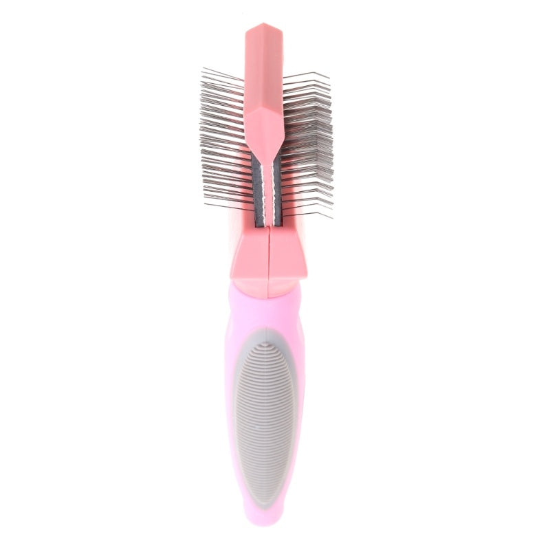 KFX-9882941 Double-Sided Stainless Steel Pet Brush for Grooming & Shedding Management - Detangling Tool for Dogs & Cats