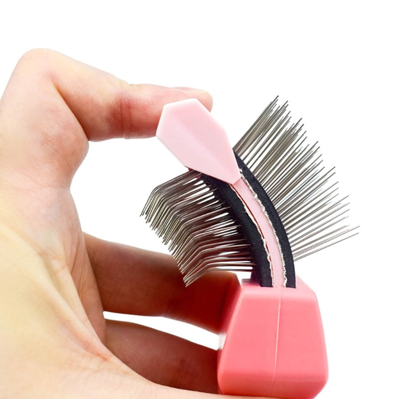 KFX-9882941 Double-Sided Stainless Steel Pet Brush for Grooming & Shedding Management - Detangling Tool for Dogs & Cats
