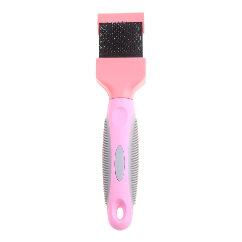 KFX-9882941 Double-Sided Stainless Steel Pet Brush for Grooming & Shedding Management - Detangling Tool for Dogs & Cats