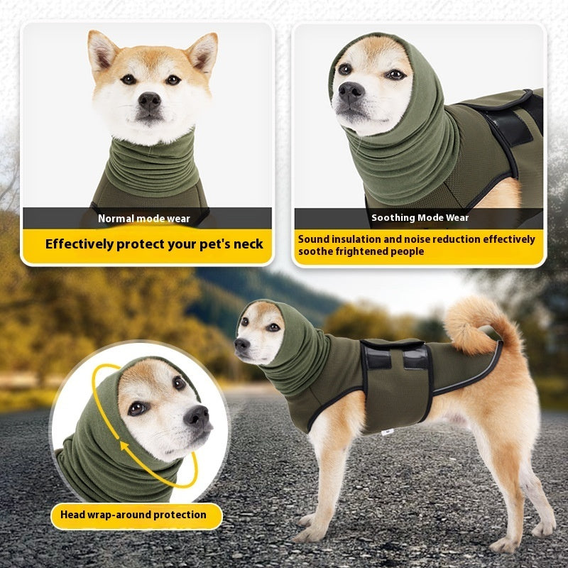 KFX-9885117 Anti-Anxiety Dog Jacket in Army Green and Dark Blue – Soothing Clothing for Pets, Sizes XS to XXXL