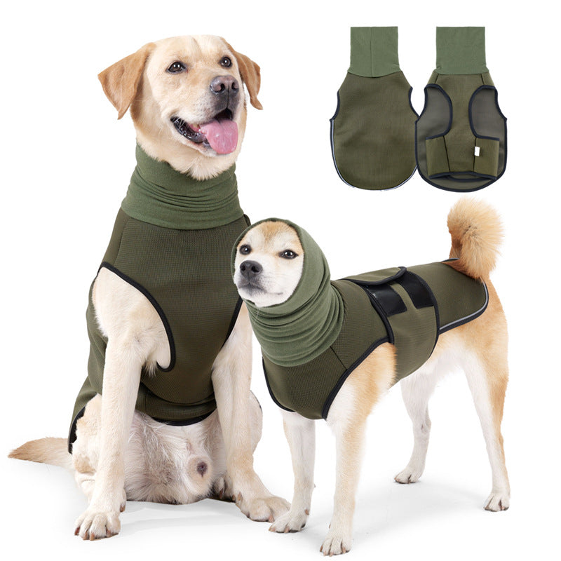 KFX-9885117 Anti-Anxiety Dog Jacket in Army Green and Dark Blue – Soothing Clothing for Pets, Sizes XS to XXXL