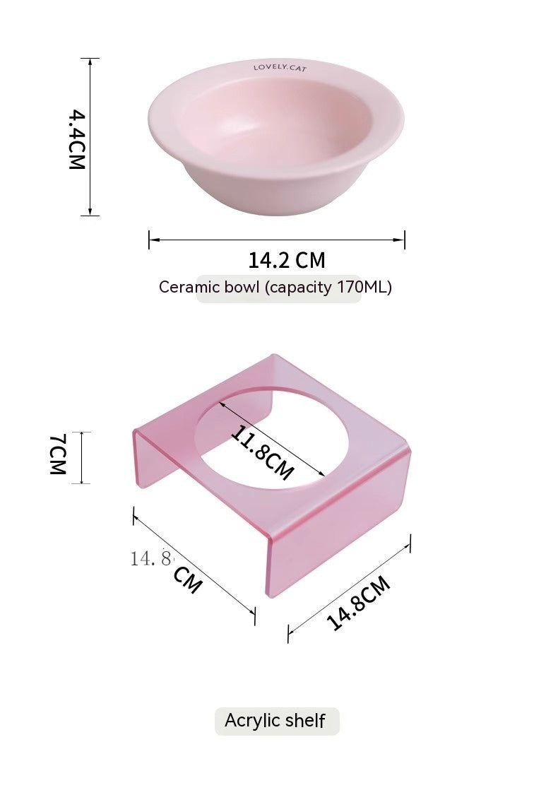 KFX-9885629 Elevated Ceramic Pet Bowl with High Foot Rack - Available in Blue, Yellow, Pink, and Green