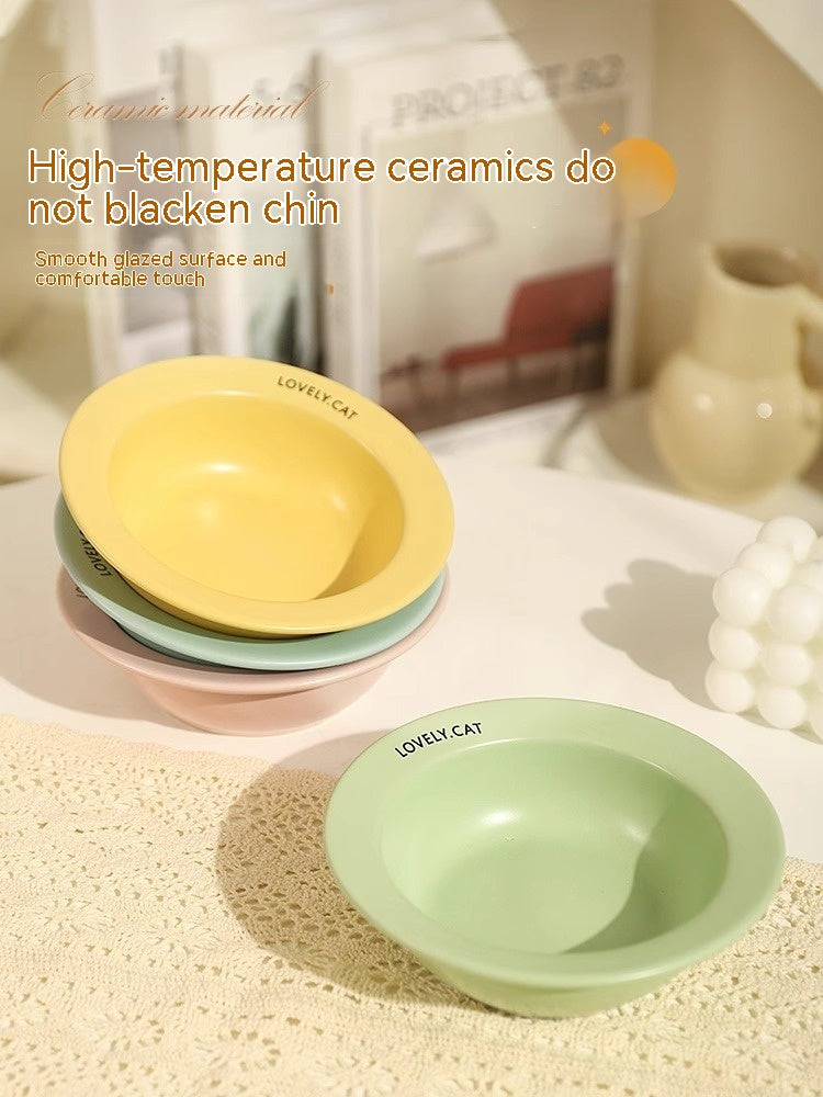 KFX-9885629 Elevated Ceramic Pet Bowl with High Foot Rack - Available in Blue, Yellow, Pink, and Green