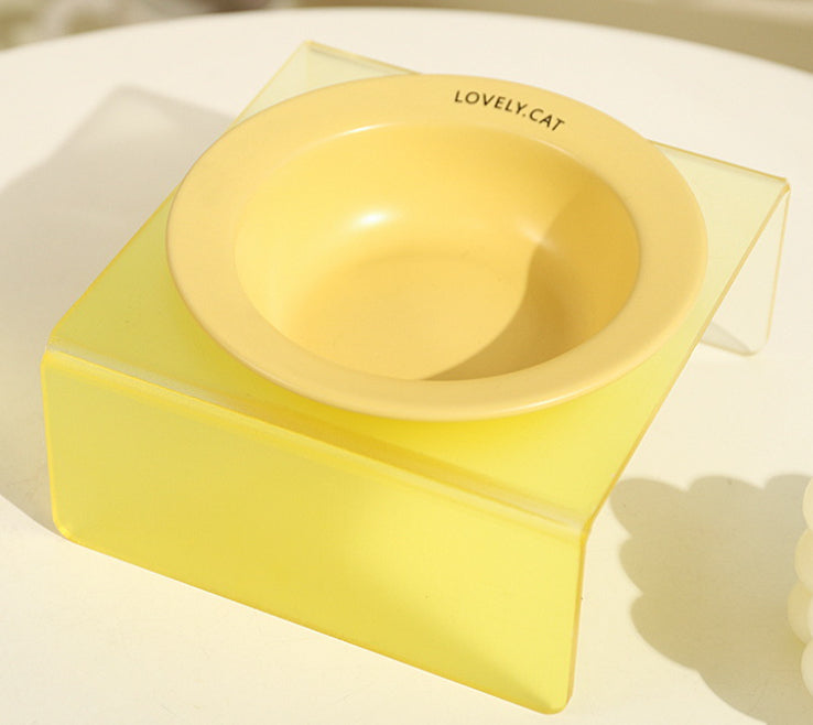 KFX-9885629 Elevated Ceramic Pet Bowl with High Foot Rack - Available in Blue, Yellow, Pink, and Green