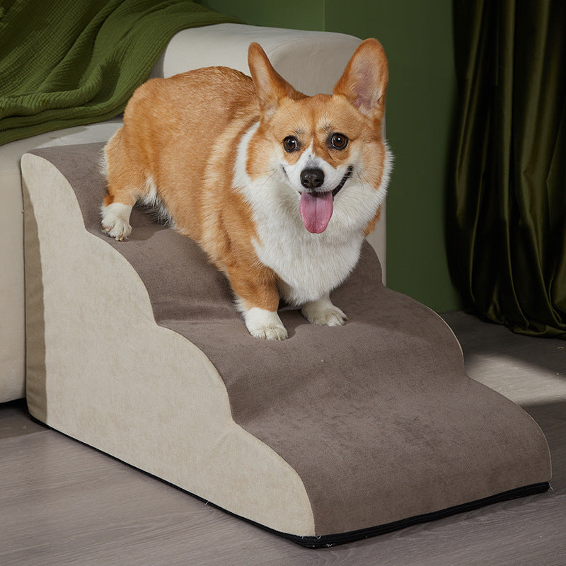 KFX-9887293 Removable Washable Pet Stairs - Adjustable Dog Ramp in Brown and Green Options