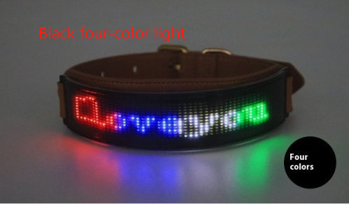KFX-9887421 LED Display Dog Harness - Monochrome Leather Collar with Colorful Lights for All Seasons