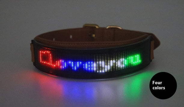 KFX-9887421 LED Display Dog Harness - Monochrome Leather Collar with Colorful Lights for All Seasons