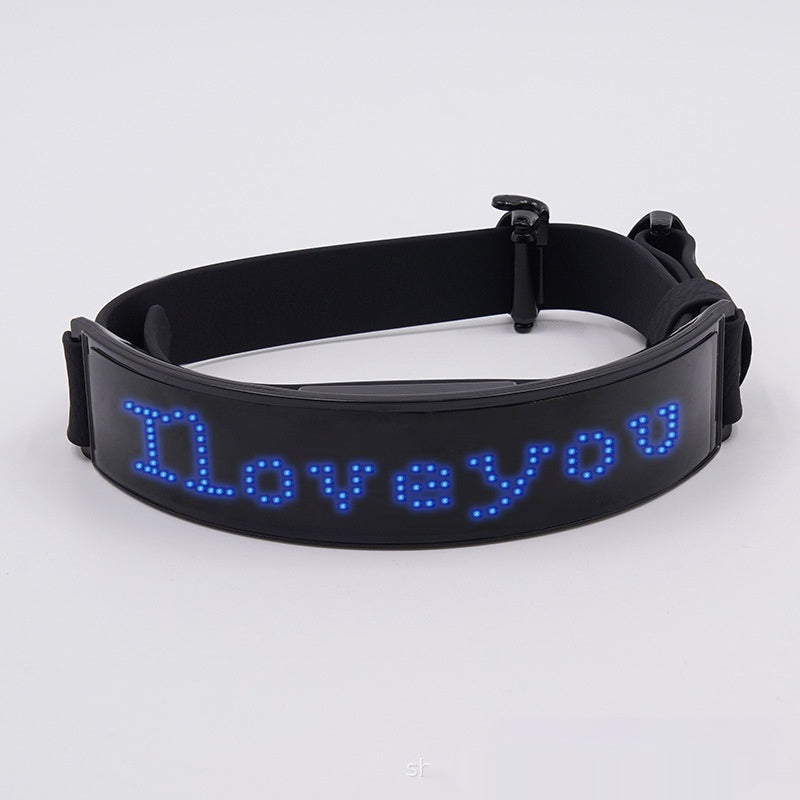 KFX-9887421 LED Display Dog Harness - Monochrome Leather Collar with Colorful Lights for All Seasons