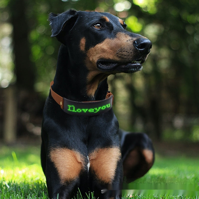 KFX-9887421 LED Display Dog Harness - Monochrome Leather Collar with Colorful Lights for All Seasons