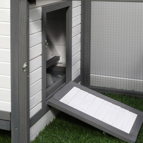 KFX-9889085 77" Wooden Chicken Coop with Nesting Box and Removable Tray for Backyard Use