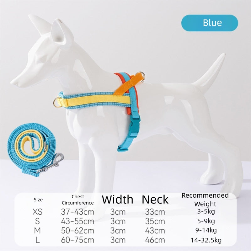 KFX-9889981 Escape-Proof Colorful Dog Harness & Leash Set for Small and Medium Dogs