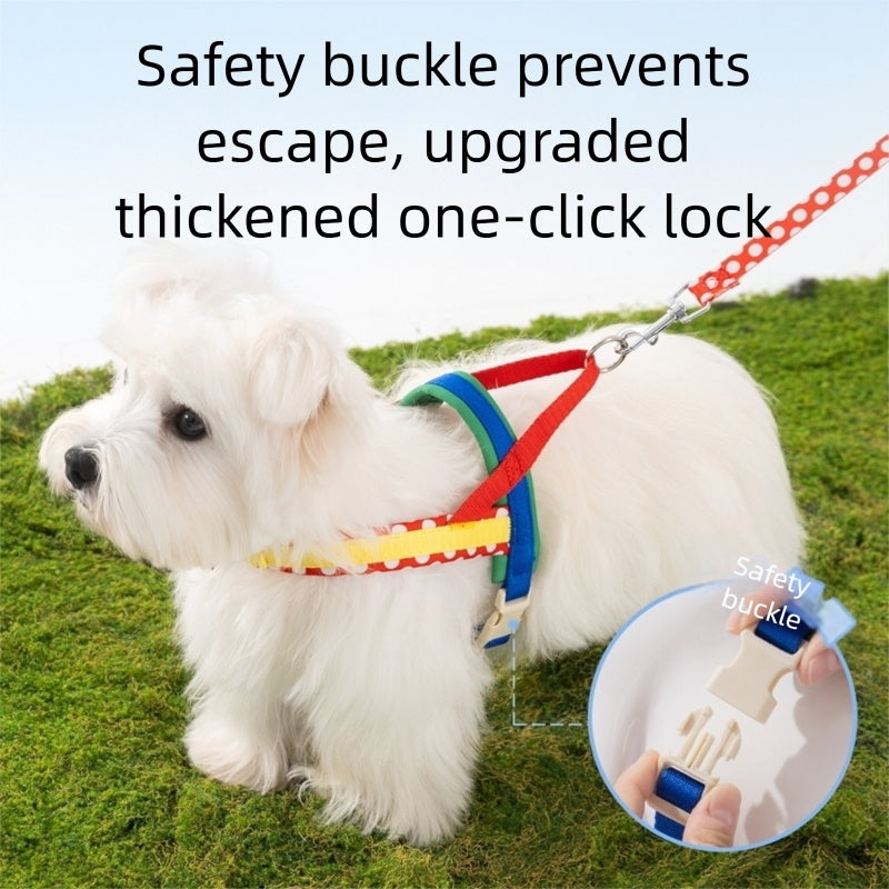 KFX-9889981 Escape-Proof Colorful Dog Harness & Leash Set for Small and Medium Dogs