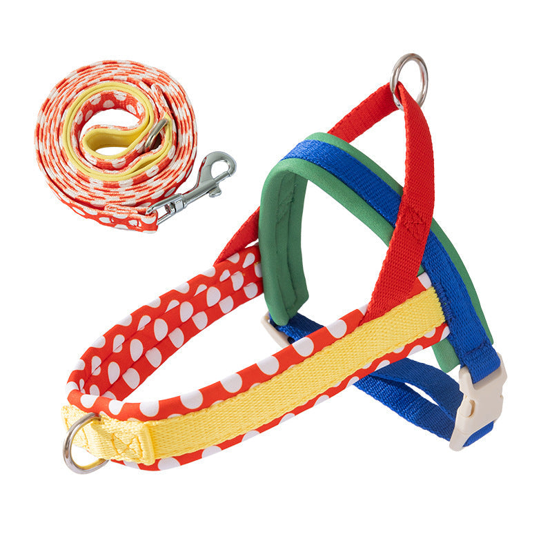 KFX-9889981 Escape-Proof Colorful Dog Harness & Leash Set for Small and Medium Dogs