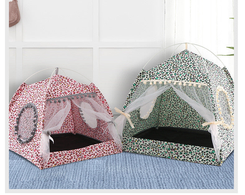 KFX-9890237 Comfortable Folding Tent for Cats and Small Dogs, Detachable Net Cover, Durable Cloth, Washable Design