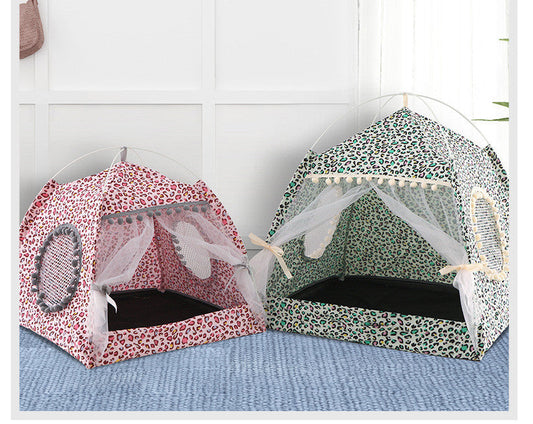 KFX-9890237 Comfortable Folding Tent for Cats and Small Dogs, Detachable Net Cover, Durable Cloth, Washable Design