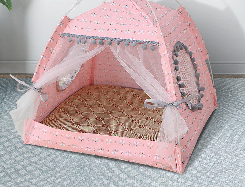 KFX-9890237 Comfortable Folding Tent for Cats and Small Dogs, Detachable Net Cover, Durable Cloth, Washable Design
