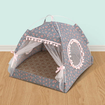 KFX-9890237 Comfortable Folding Tent for Cats and Small Dogs, Detachable Net Cover, Durable Cloth, Washable Design