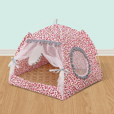 KFX-9890237 Comfortable Folding Tent for Cats and Small Dogs, Detachable Net Cover, Durable Cloth, Washable Design