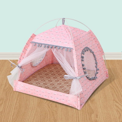 KFX-9890237 Comfortable Folding Tent for Cats and Small Dogs, Detachable Net Cover, Durable Cloth, Washable Design