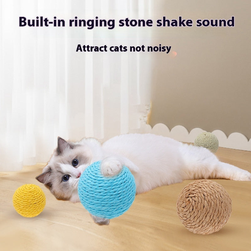 KFX-9892029 Sisal Ball Cat Toy for Stress Relief - Colorful, 8CM Paper String Design
