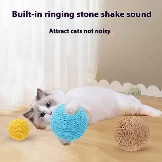 KFX-9892029 Sisal Ball Cat Toy for Stress Relief - Colorful, 8CM Paper String Design