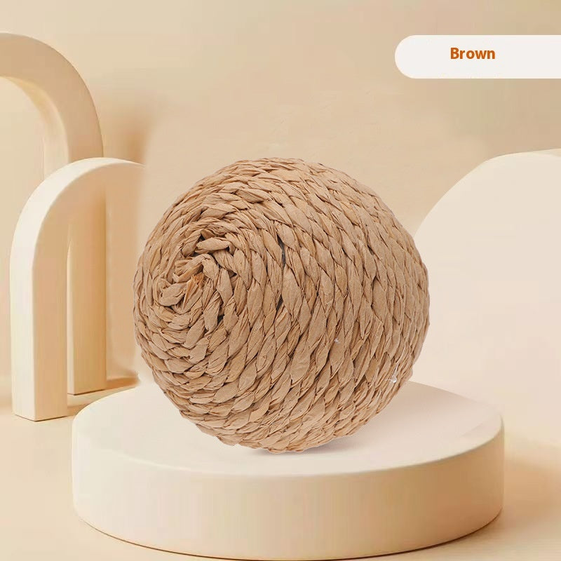KFX-9892029 Sisal Ball Cat Toy for Stress Relief - Colorful, 8CM Paper String Design