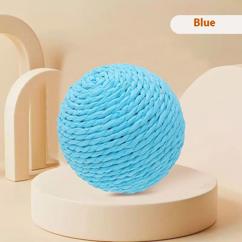 KFX-9892029 Sisal Ball Cat Toy for Stress Relief - Colorful, 8CM Paper String Design