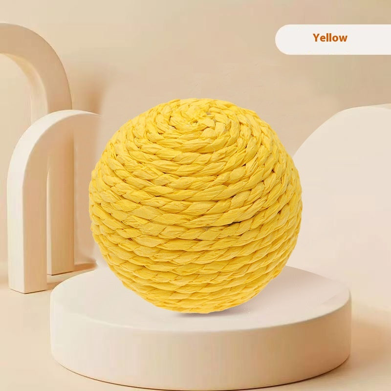 KFX-9892029 Sisal Ball Cat Toy for Stress Relief - Colorful, 8CM Paper String Design
