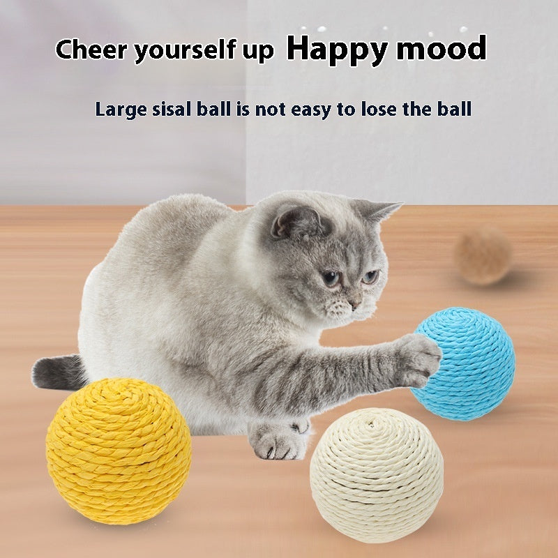 KFX-9892029 Sisal Ball Cat Toy for Stress Relief - Colorful, 8CM Paper String Design