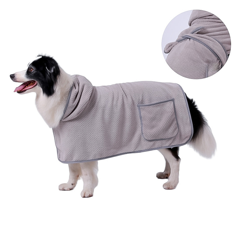 KFX-9892669 High Absorbent Quick-Drying Dog Bath Towel Robe with Adjustable Waistband
