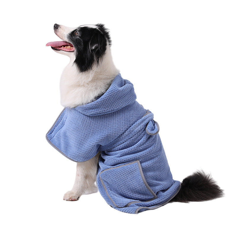 KFX-9892669 High Absorbent Quick-Drying Dog Bath Towel Robe with Adjustable Waistband