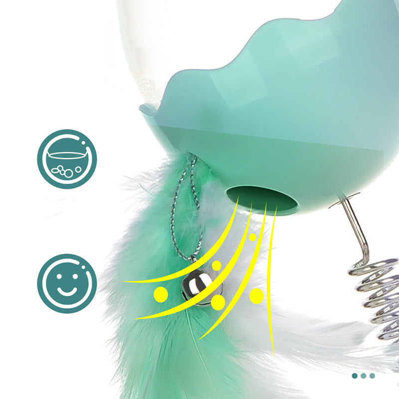 KFX-9894973 Leaking Ball Toy for Pets - Spring Feather Puzzle for Cats and Dogs, 28cm Height