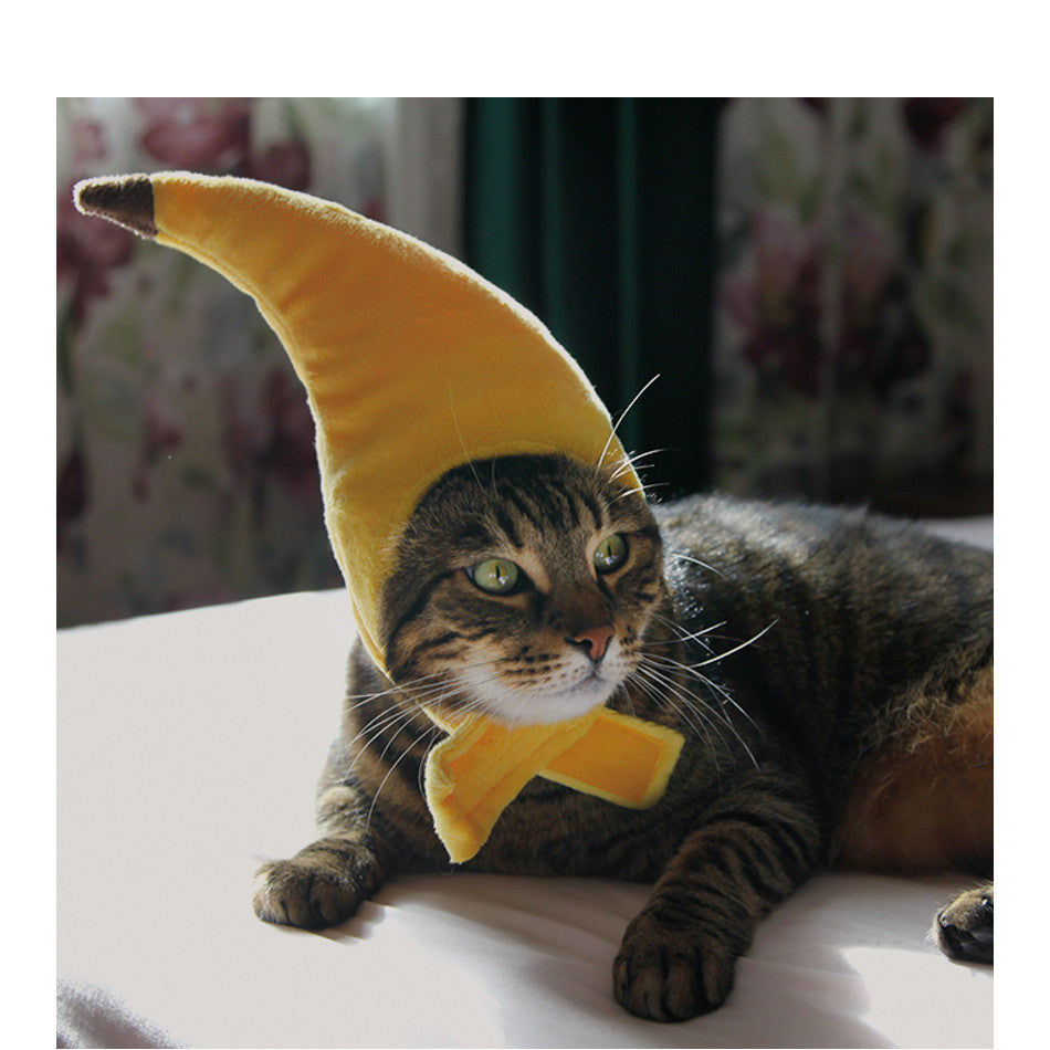 KFX-9895997 Yellow Banana Cross Hat for Medium Dogs and Pets - Adjustable Neck Circumference 30cm